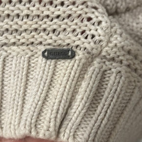 GUESS ✨ Beige Knitted Off The Shoulder Cowl Neck Sweater Dress Top Size Small S - Picture 3 of 5